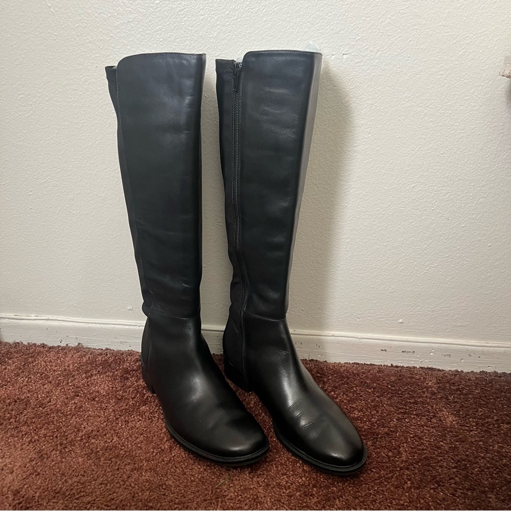Covington Black Vintage Faux Leather Knee High Boots -round toe & zip up closure
